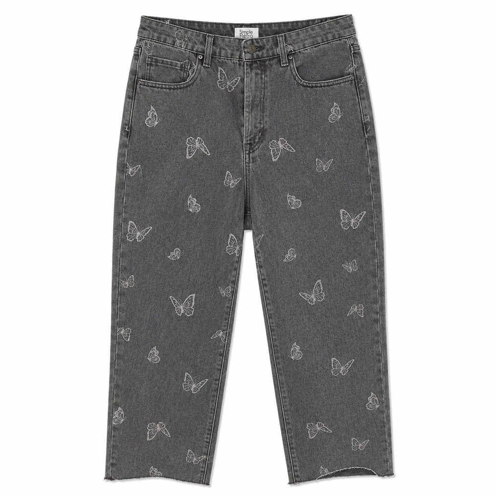 Simple Society Gray‎ Wash Button Fly Butterfly Jeans Size 11/30 Junior